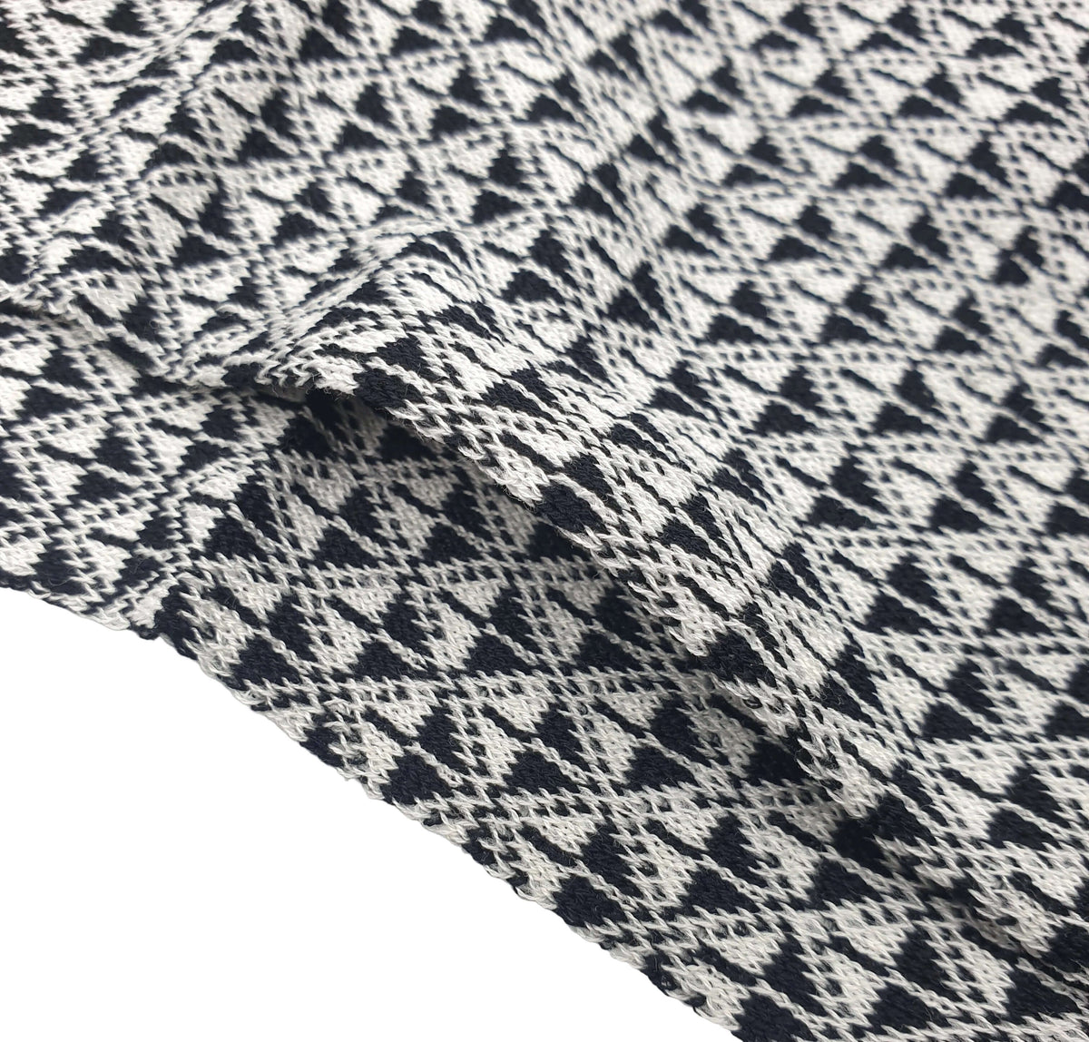 Diamond Jacquard Black Egyptian Cotton Dress Socks. A close up view.