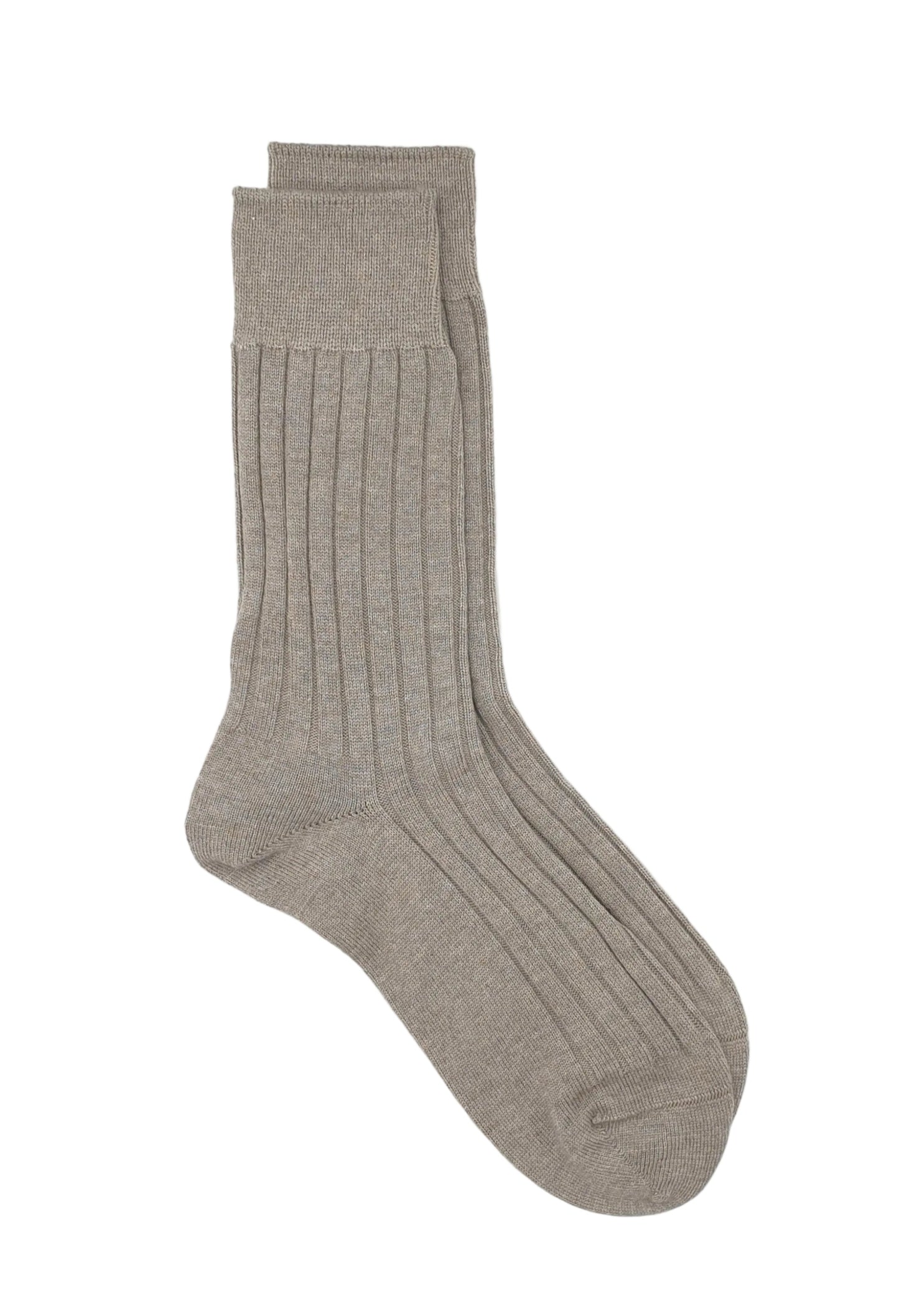 Luxurious ribbed cashmere and wool women's socks in Taupe